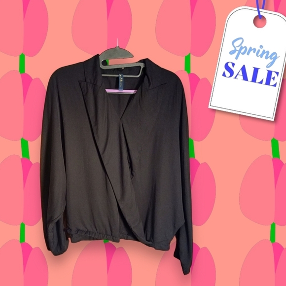 Mozart  BRAND long sleeved black Open Front Style Shirt batwing  Youdefineme - Picture 1 of 3